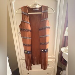Vintage Boho Brown  Fringe Vest- Western, Cowgirl Festival Style